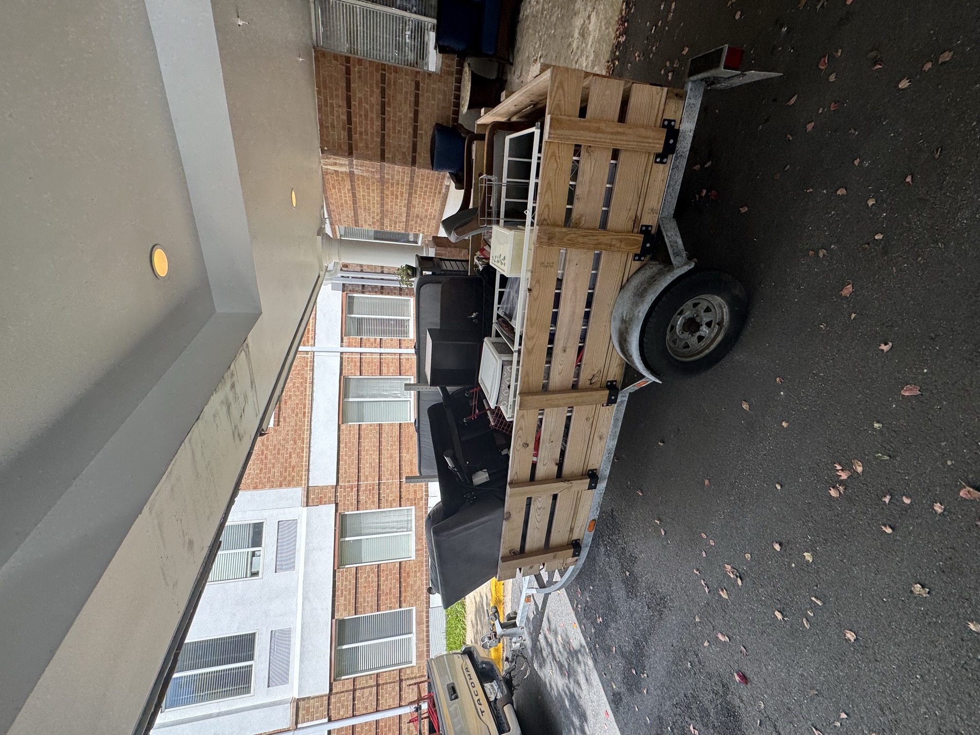 Trailer loaded with boxes for a moving cleanout job